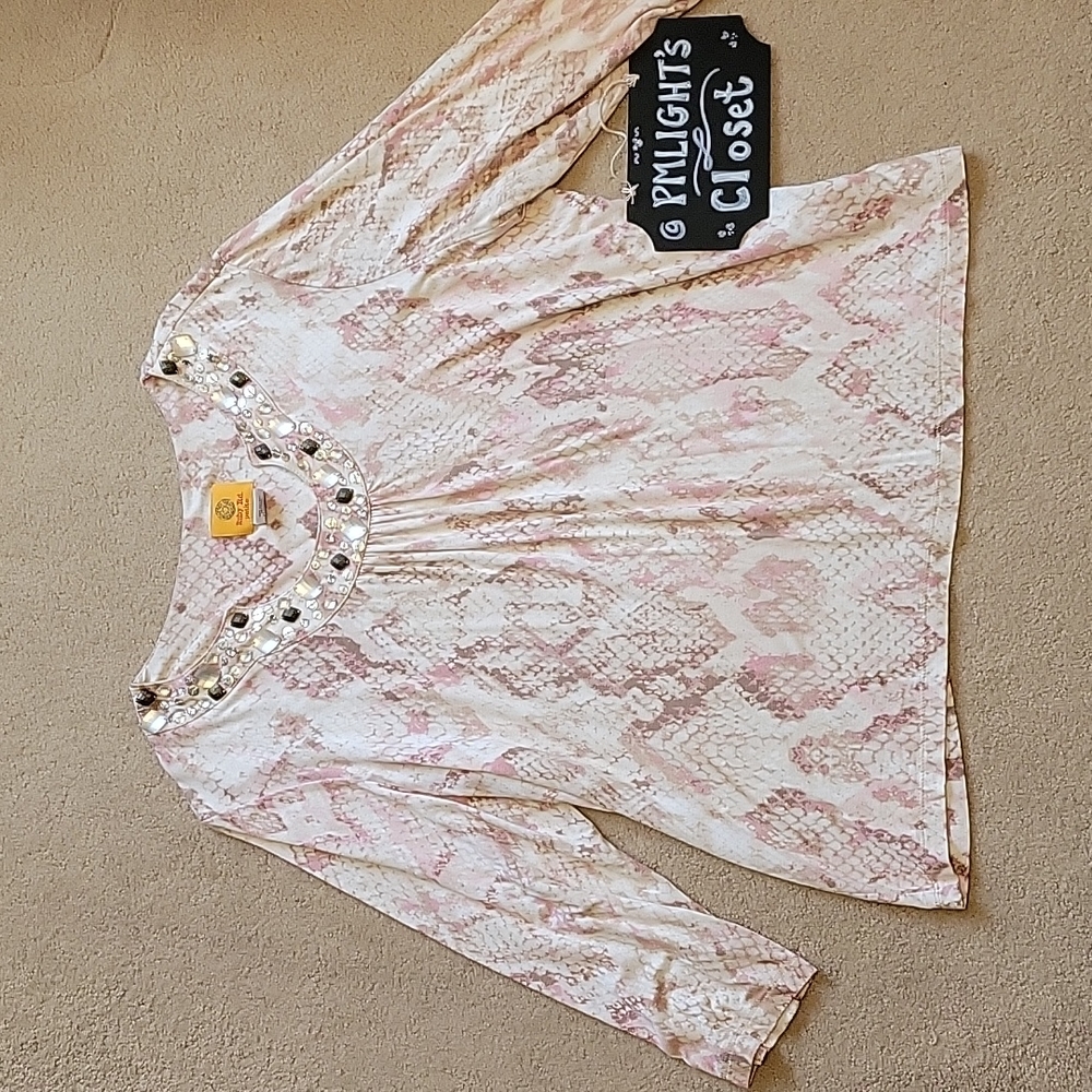 Ruby Rd. Petite Large Blouse Snake Beaded Neckline